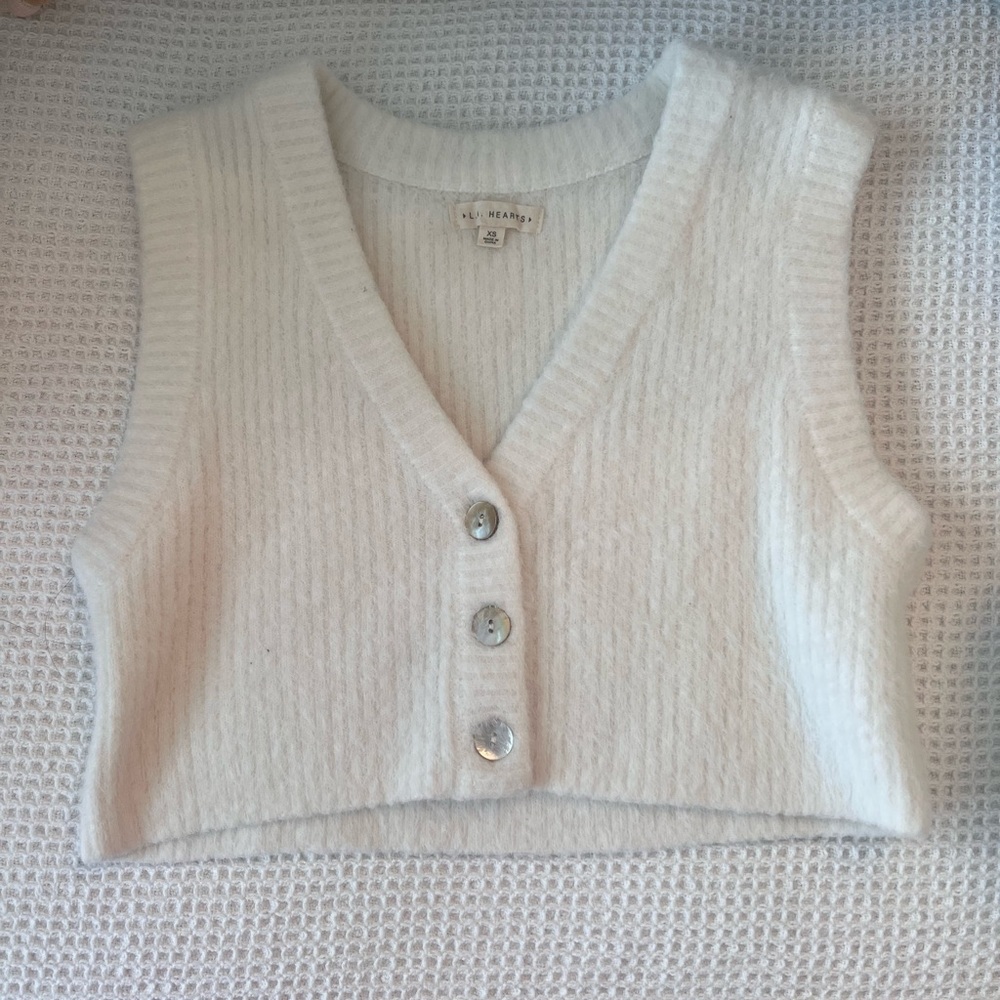 Cozy White Knit Sweater Vest